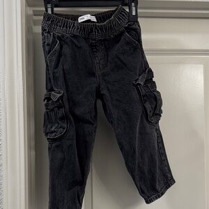 Zara Kids Black Cargo Jeans with Elastic Waist